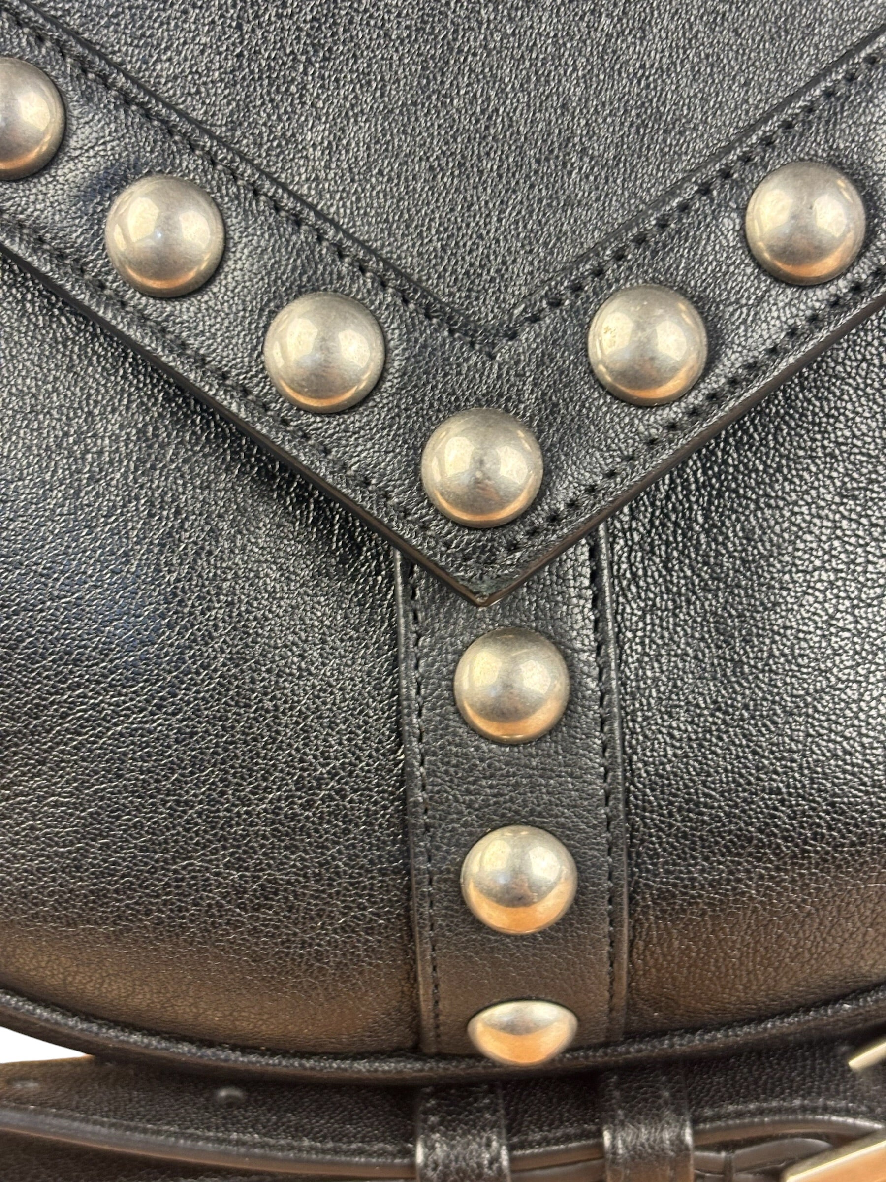 Saint Laurent Black Leather Y Studded Flap Crossbody