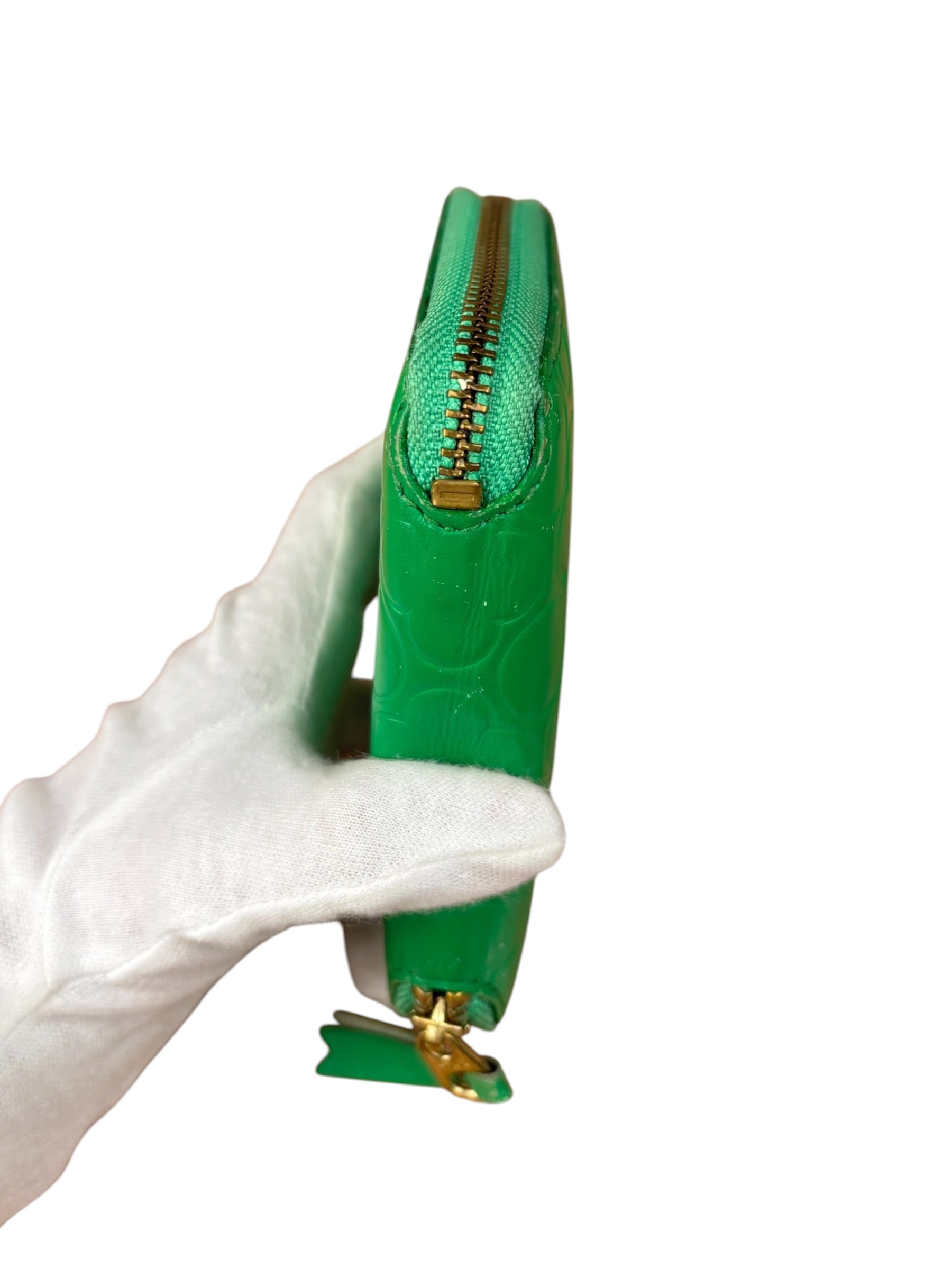 Comme Des Garcons Green Zip Around Wallet