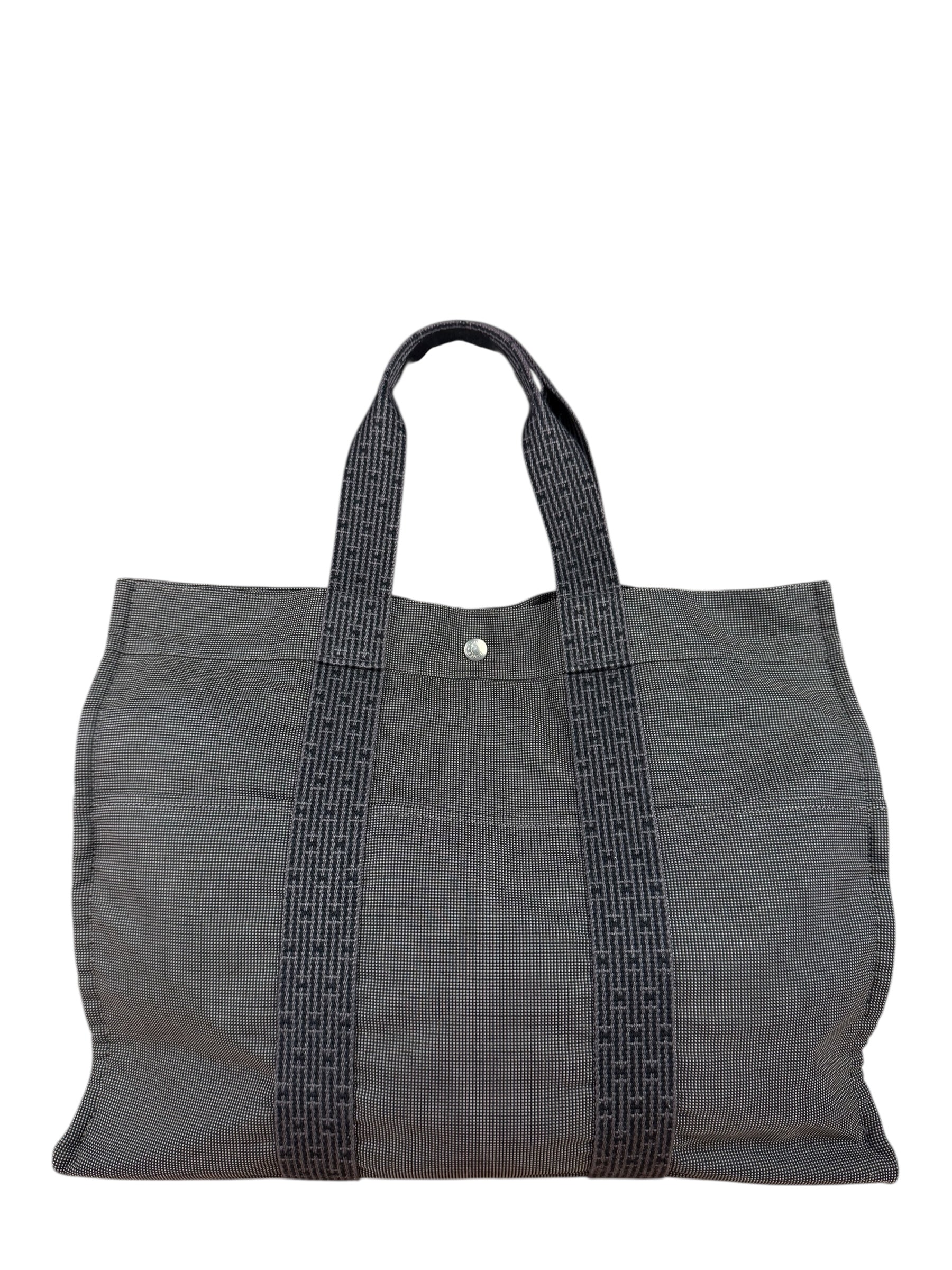 Hermes Herline Canvas Tote Grey