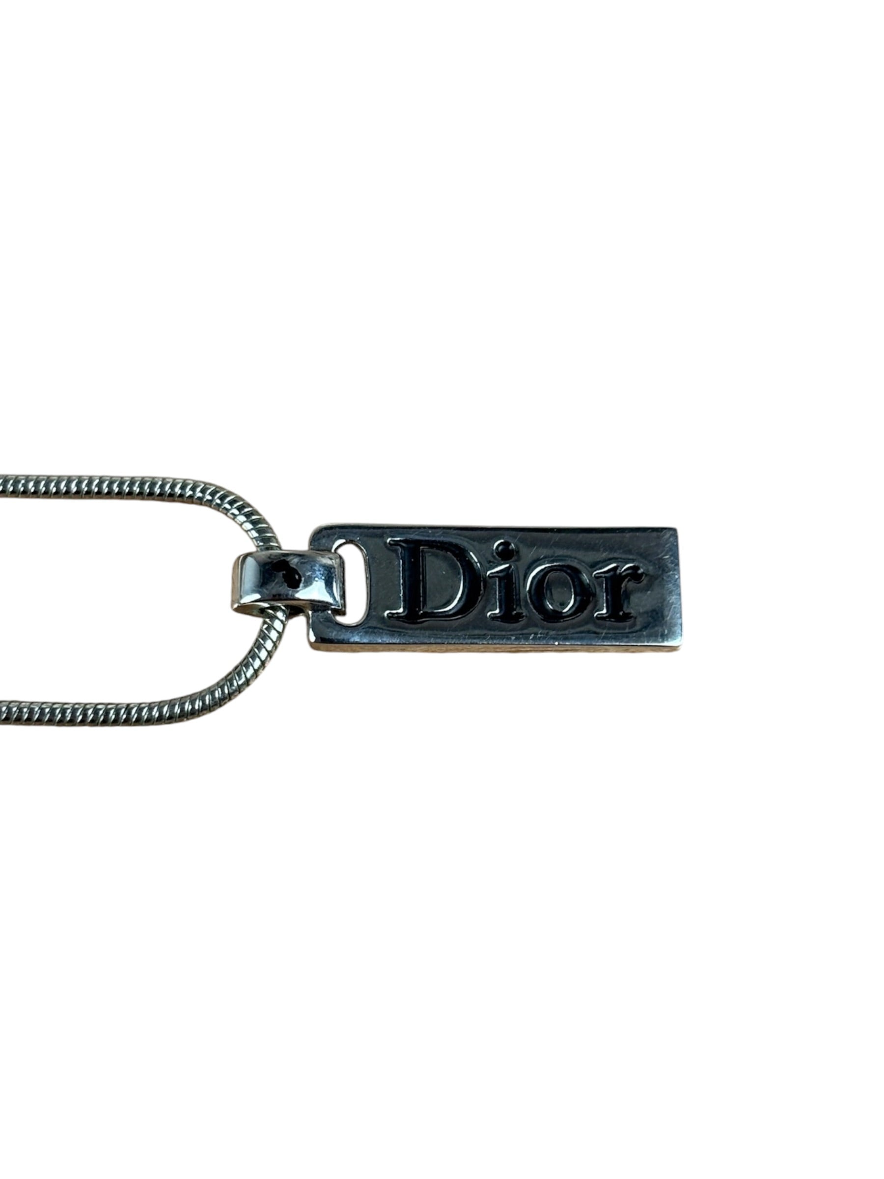 Christian Dior Vintage Logo Plate Pendant Necklace