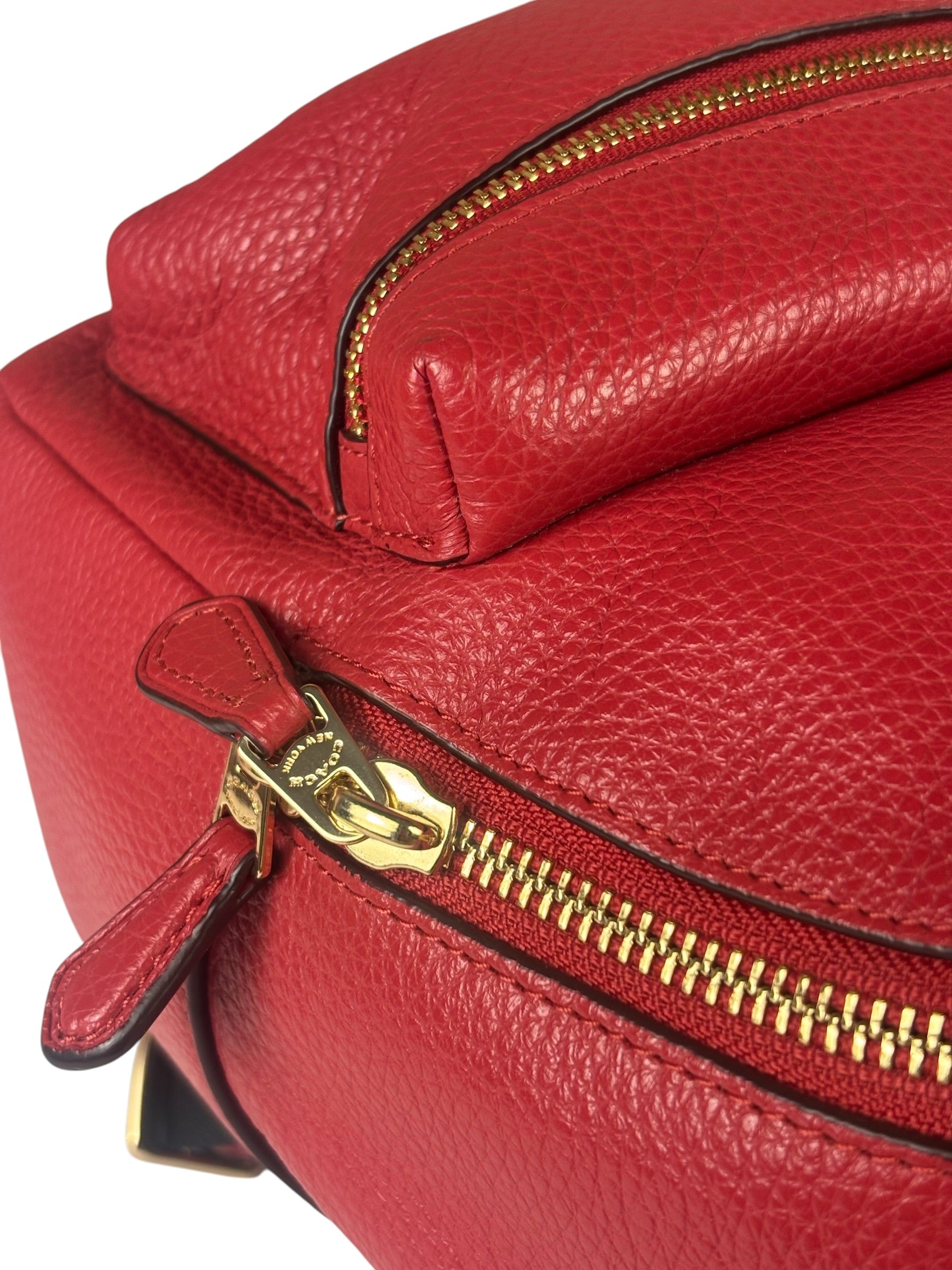 Coach Red Pebbled Mini Charlie Backpack