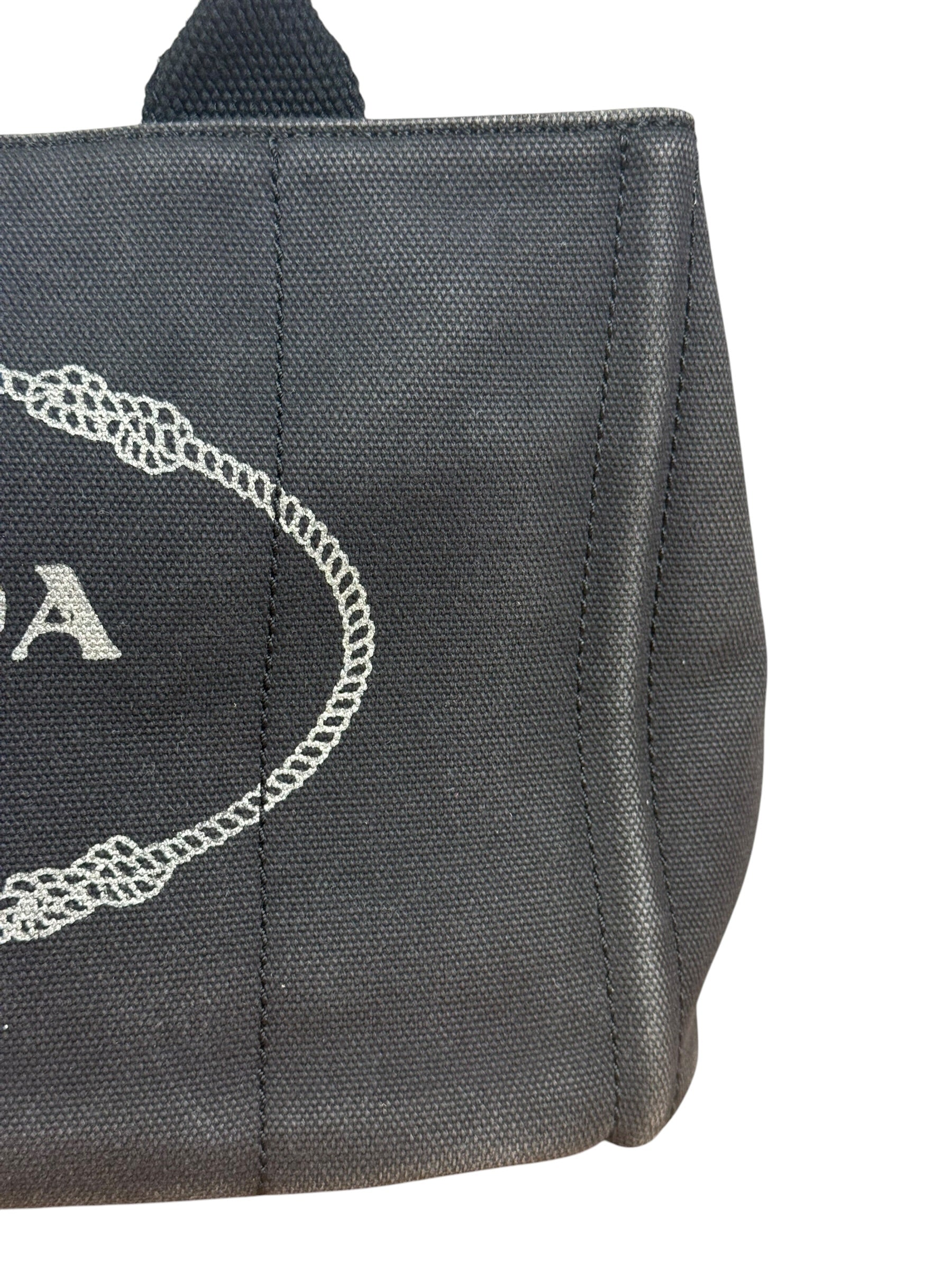 Prada Vintage Black Canvas Canapa Tote