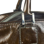 Loewe Vintage Brown Patent Leather Amazona Handbag