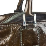 Loewe Vintage Brown Patent Leather Amazona Handbag