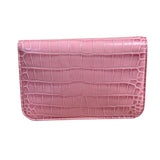 Balenciaga Pink Croc-Embossed Leather Chain B Wallet