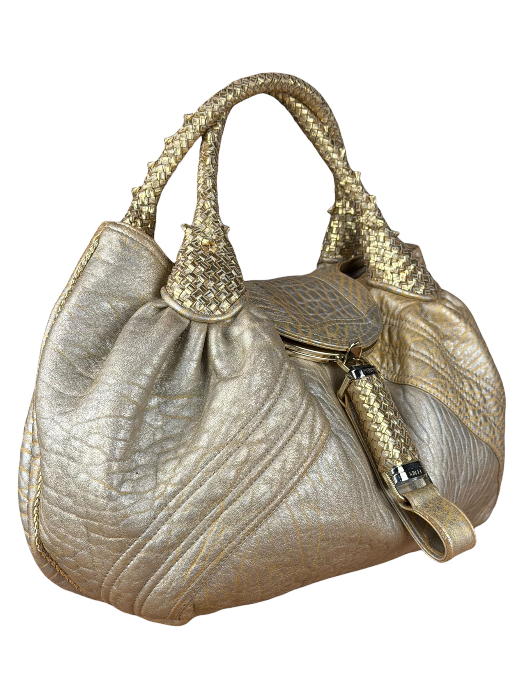 Fendi Metallic Gold Spy Shoulder Bag