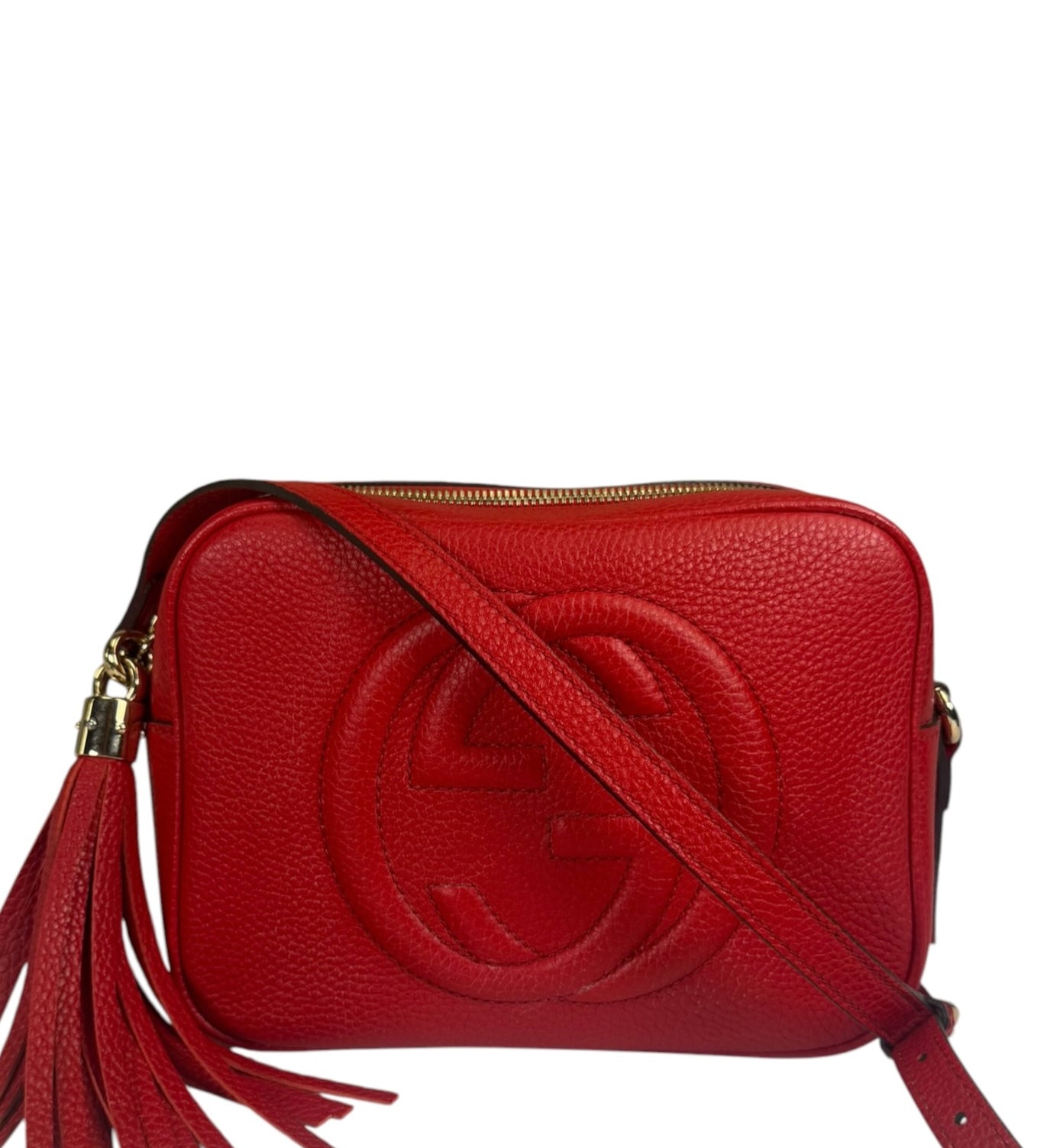 Gucci Red Calfskin Leather Soho Disco Crossbody Bag