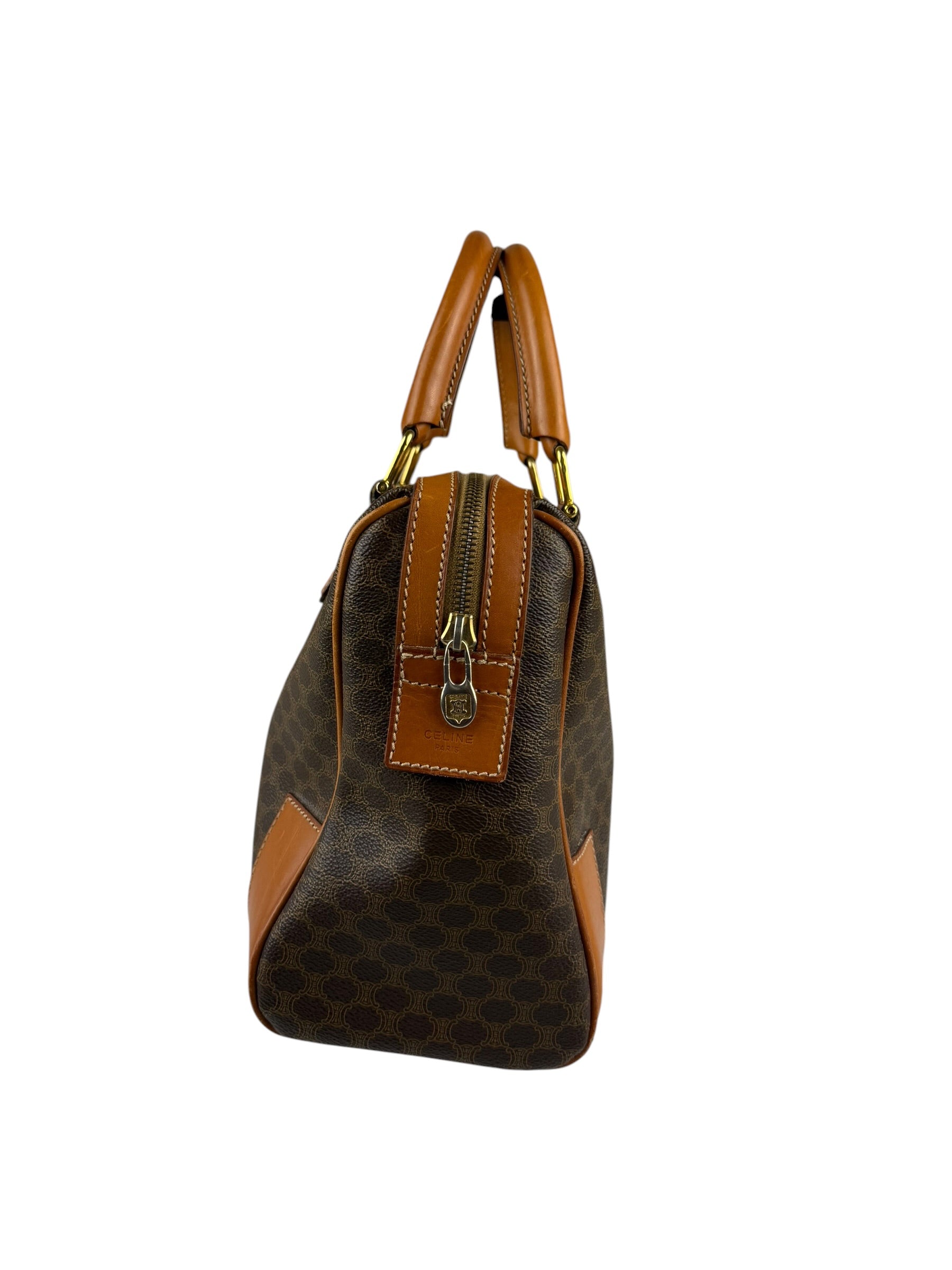 Celine Vintage Macadam Canvas Boston Bag