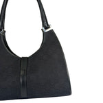 Gucci Black Leather Trim GG Bardot Jackie Medium Hobo Bag