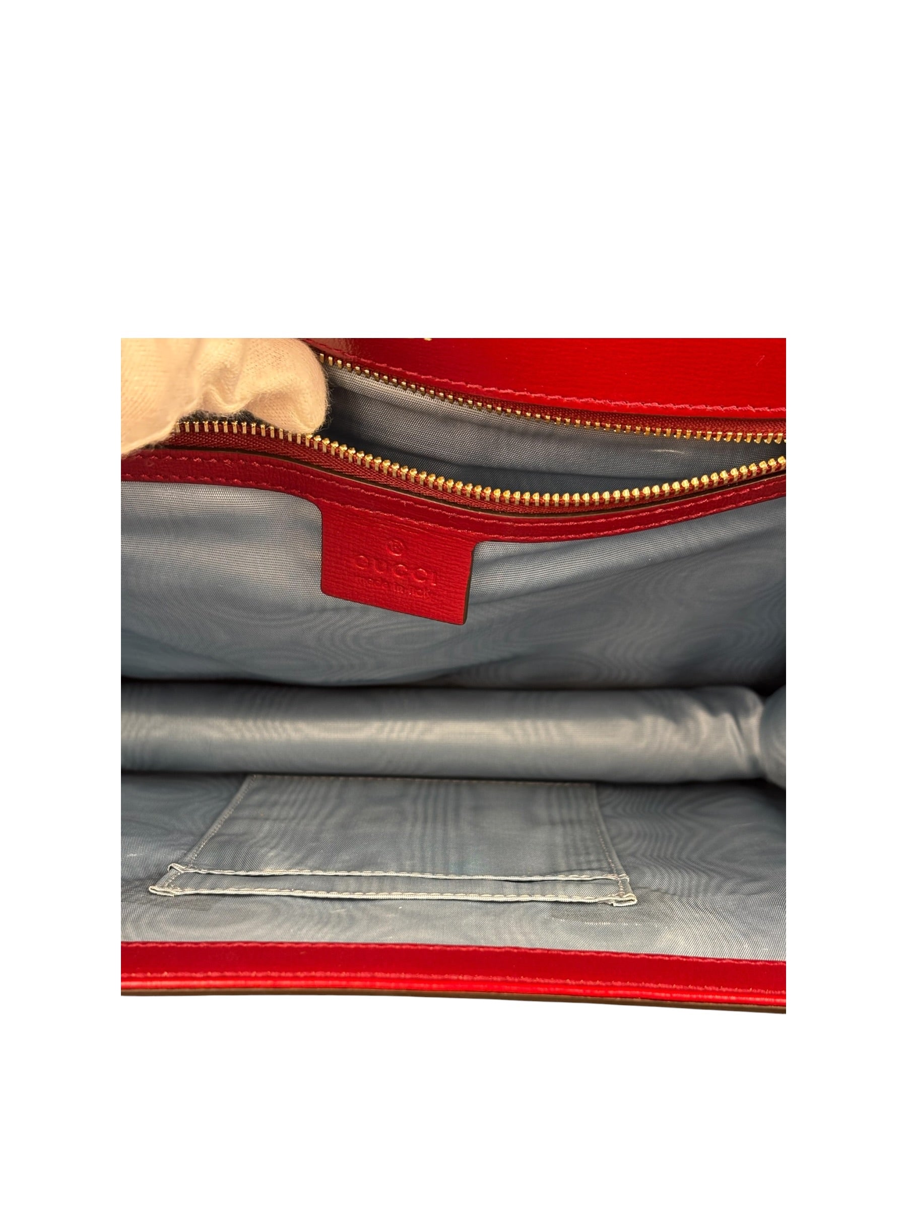 Gucci Red Leather GG Ring Shoulder Bag
