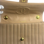 Chanel Vintage Tan Vertical Quilt Flap Shoulder Bag 1989