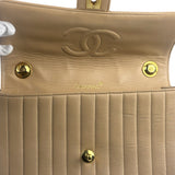 Chanel Vintage Tan Vertical Quilt Flap Shoulder Bag 1989