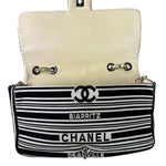 Chanel Black/White Leather Trim/Cloth Venise Biarritz Flap Bag 2019