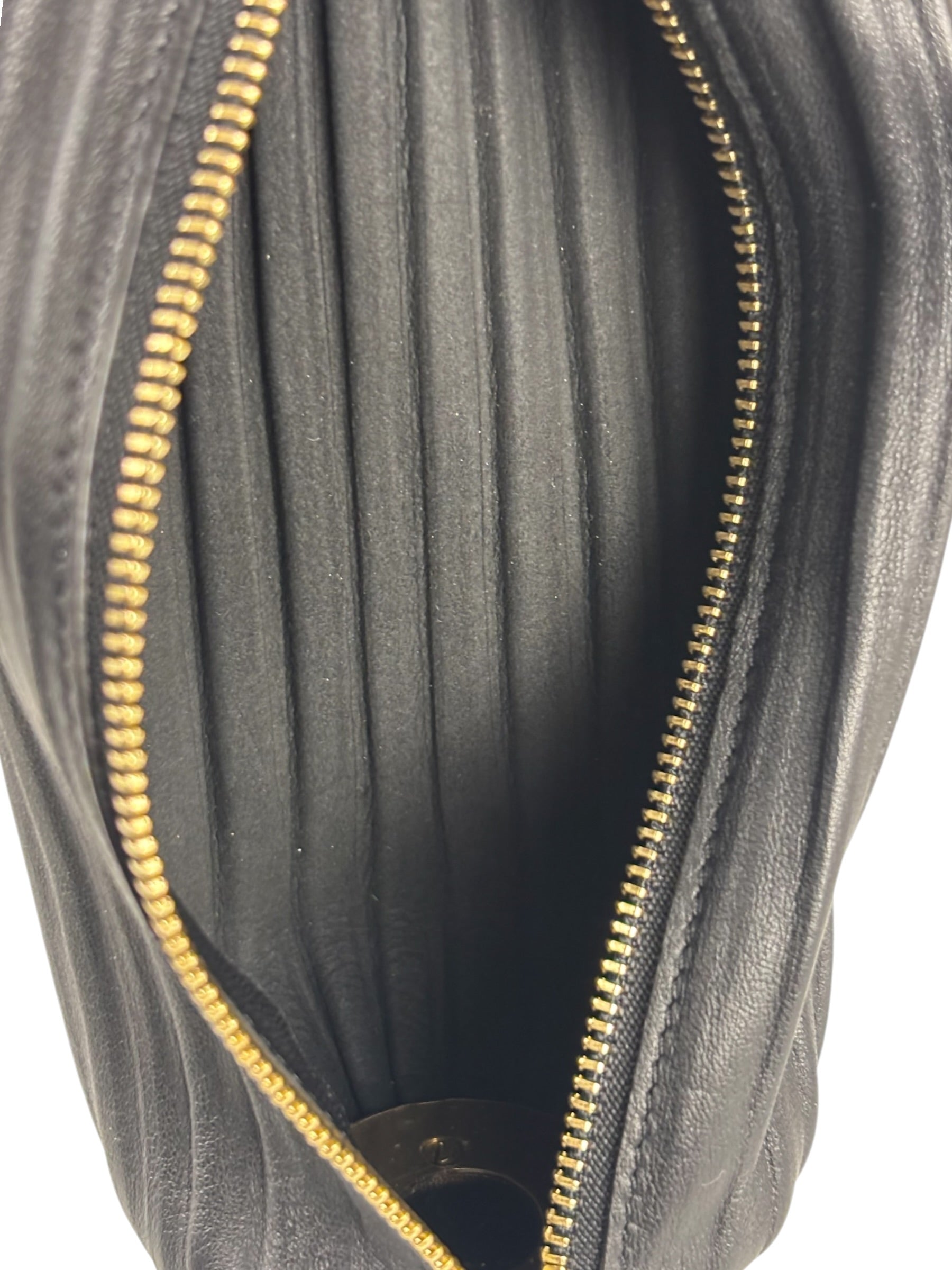 Loewe Leather Bracelet Pleated Pouch Bag Black