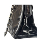 Chanel Vintage Black Patent Leather Envelope Chain Shoulder Bag 1998