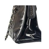 Chanel Vintage Black Patent Leather Envelope Chain Shoulder Bag 1998