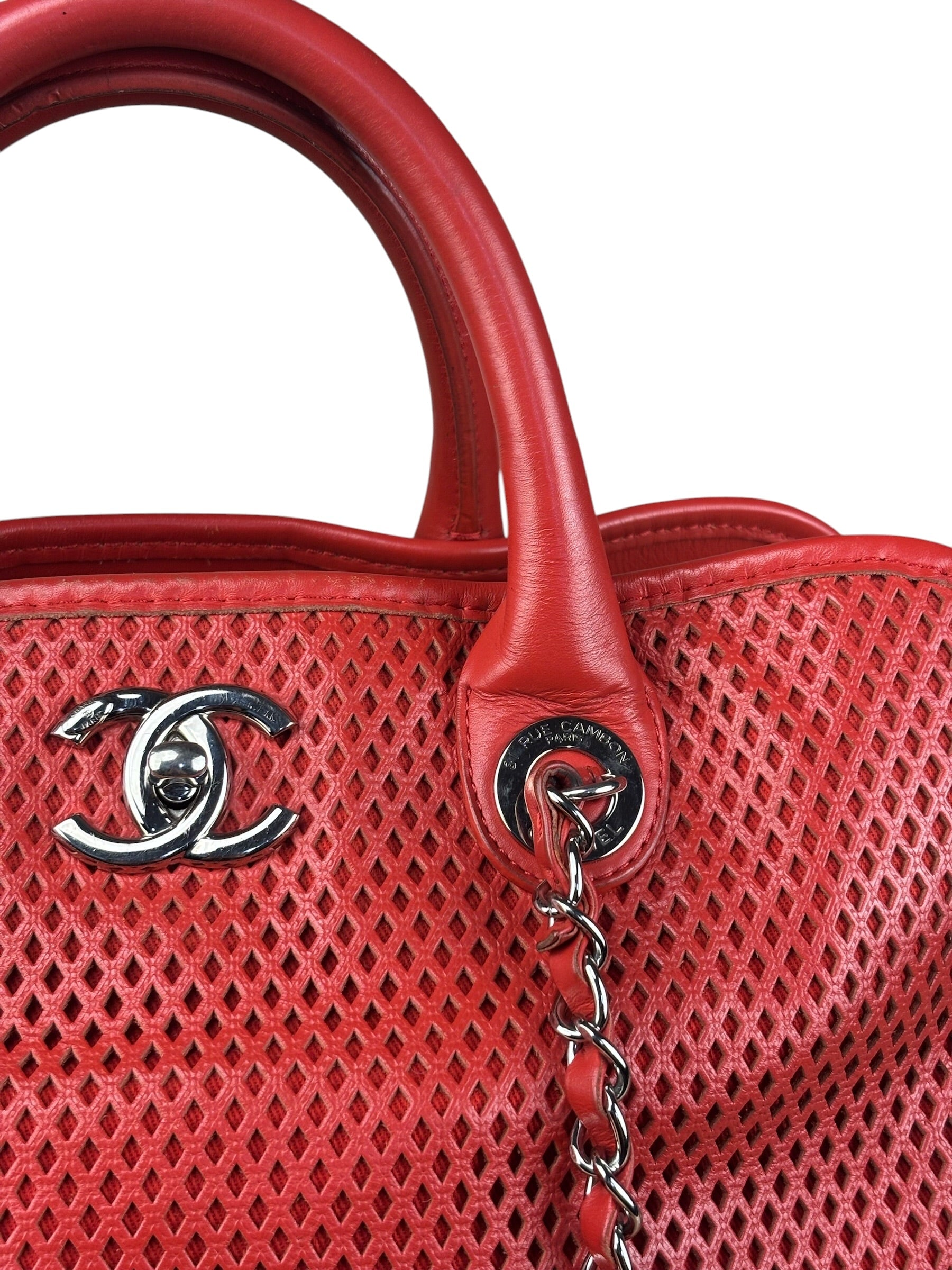 Chanel Red Perforated Leather Up in the Air 2Way Tote 2014