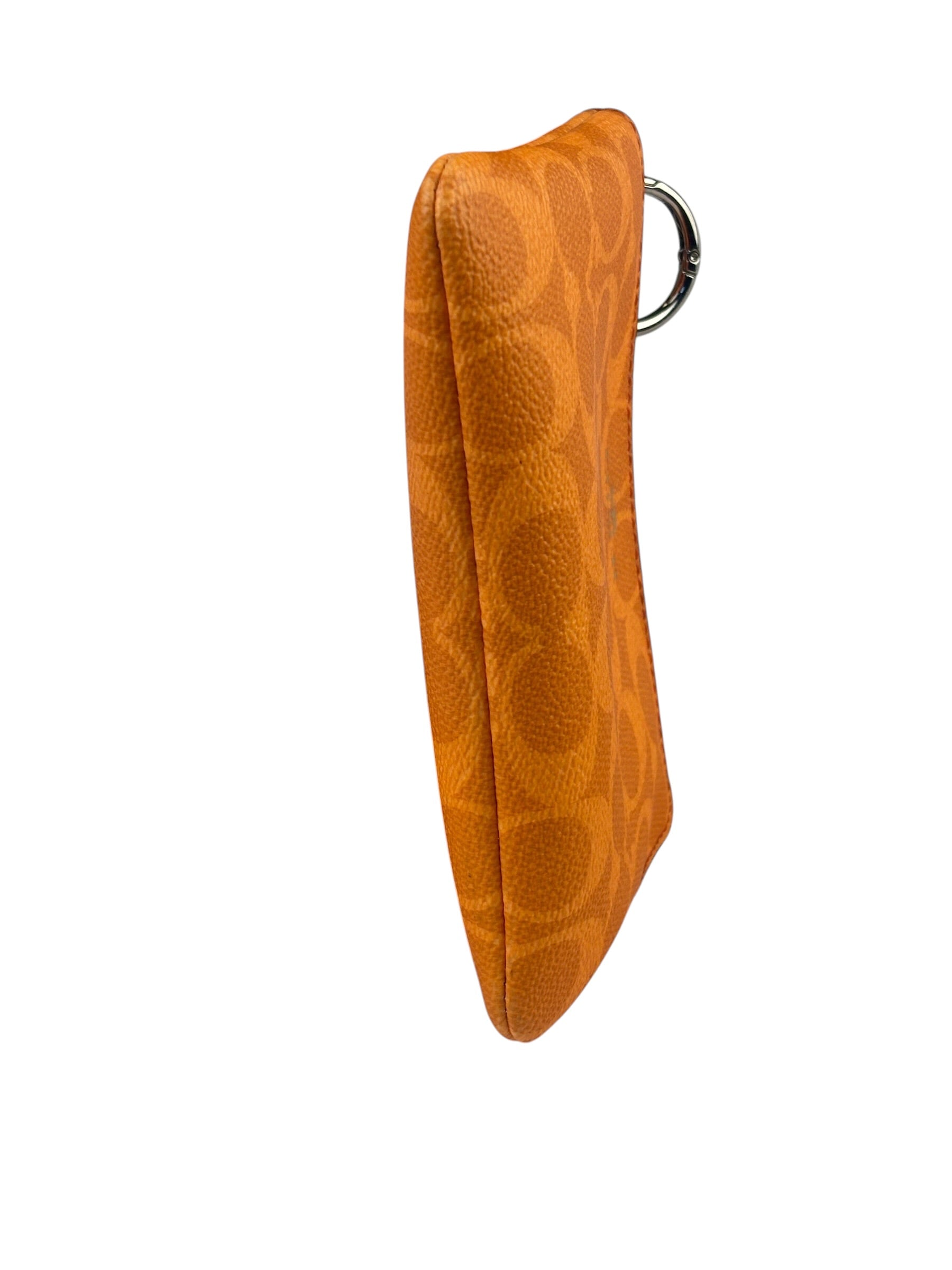 Coach Orange Leather Corner Zip Wristlet