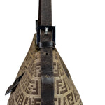 Fendi Brown Leather Trim Zucca Mamma Baguette