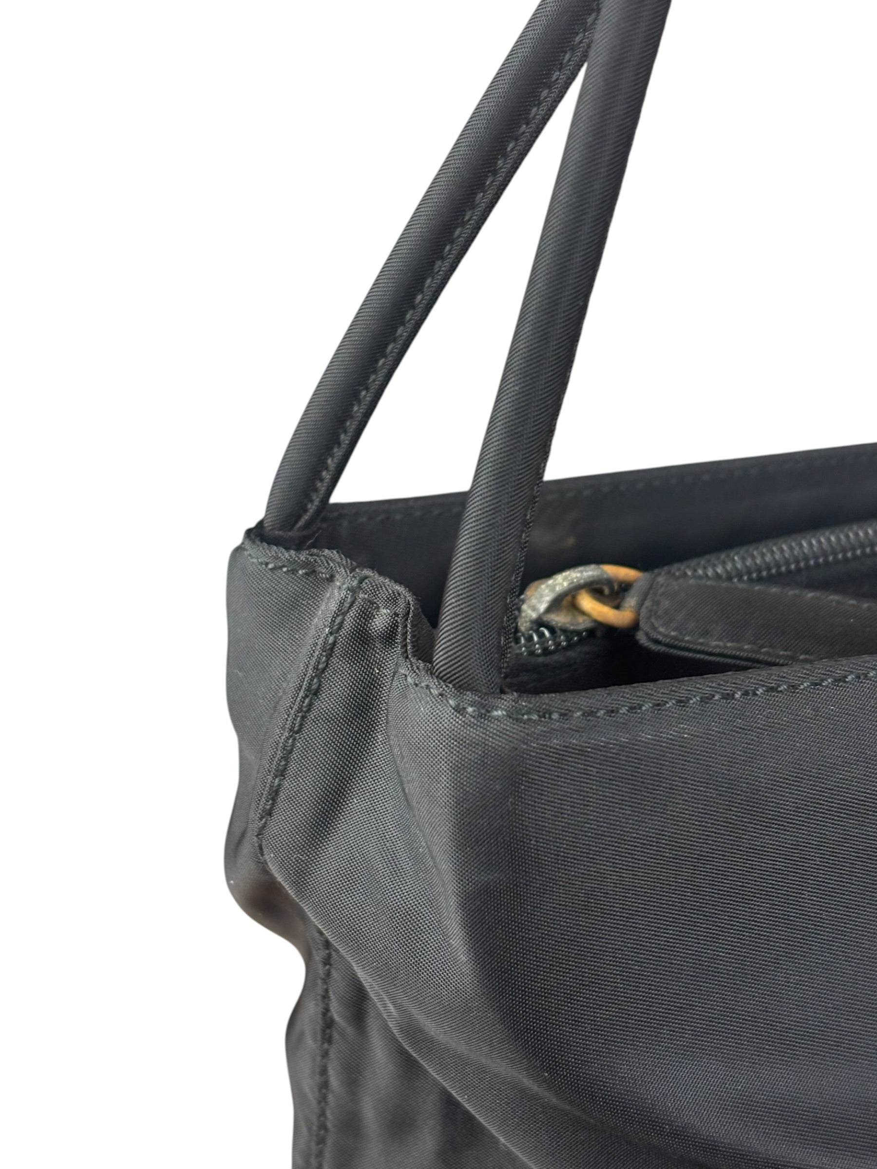 Prada Vintage Black Nylon Shoulder Tote
