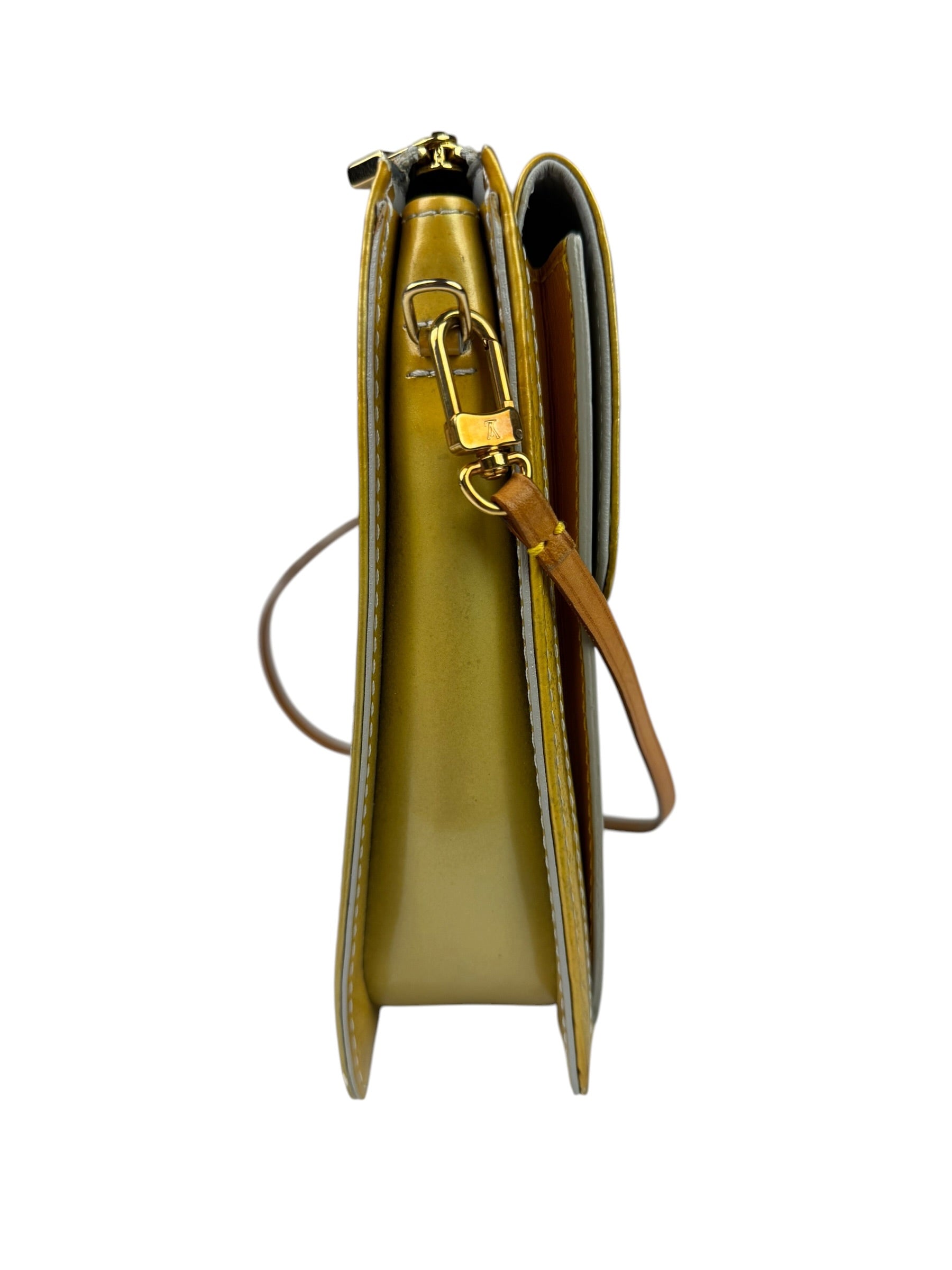 Louis Vuitton Yellow Patent Leather Vernis Mott Accessory Pouch