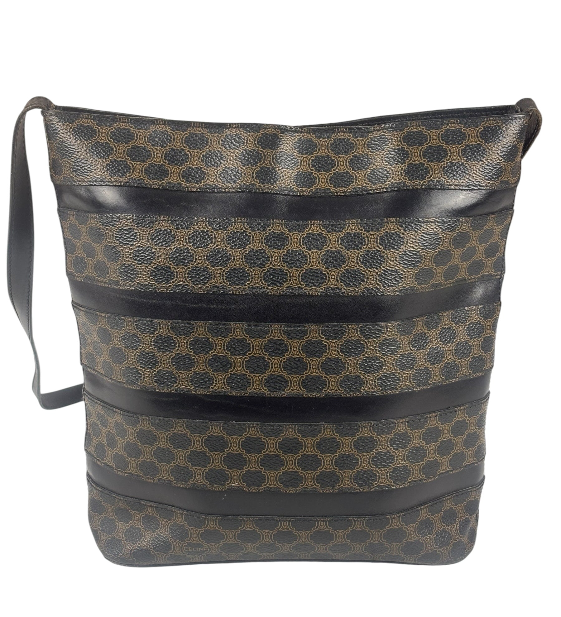 Celine Coated Canvas Stripped Macadam Crossbody