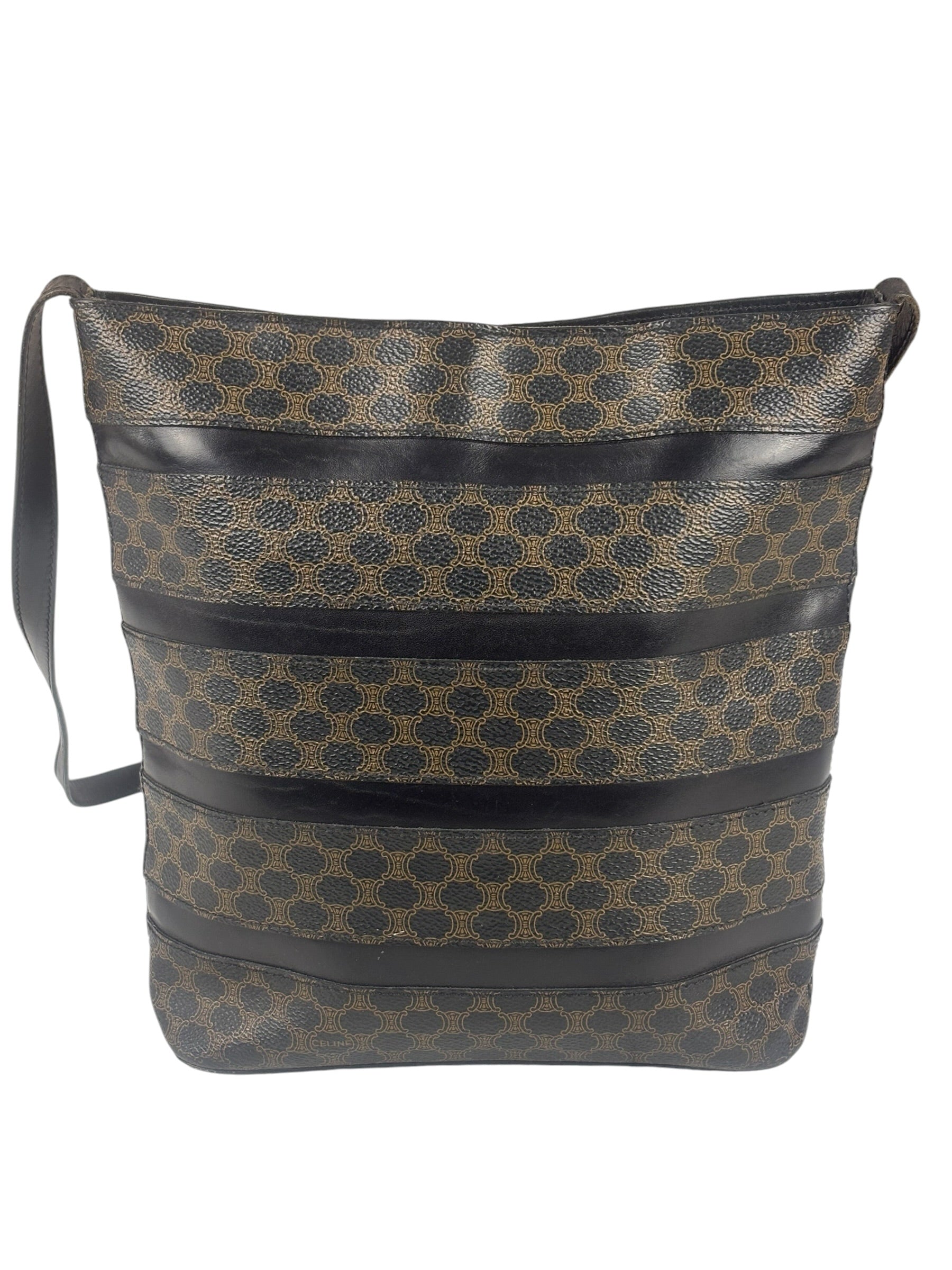 Celine Coated Canvas Stripped Macadam Crossbody