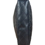 Chanel Vintage Black Leather Quilted Bottom Chain Tote Bag 1987