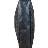 Chanel Vintage Black Leather Quilted Bottom Chain Tote Bag 1987