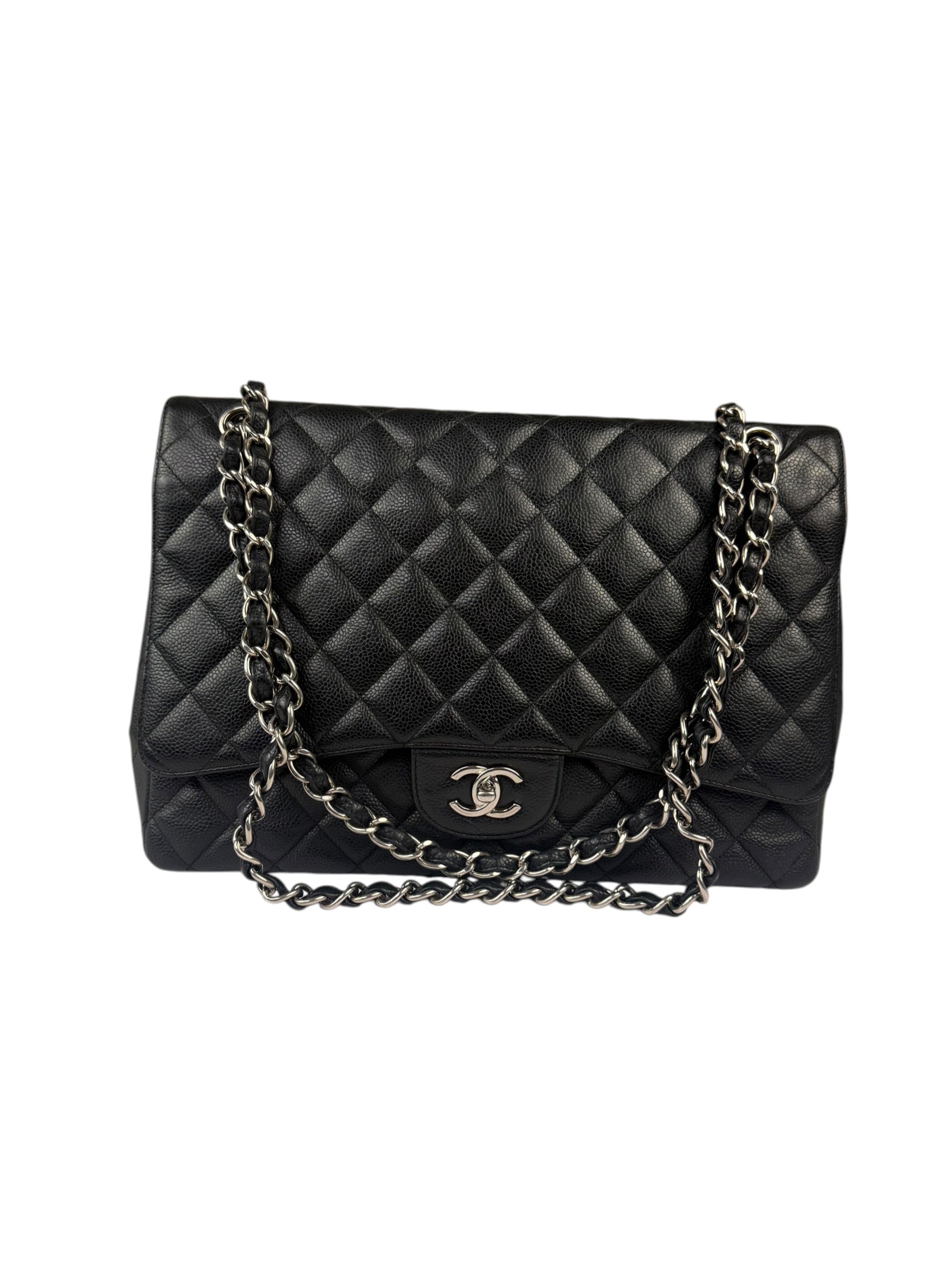 Chanel Black Quilted Leather Jumbo Classic Flap Bag 2009