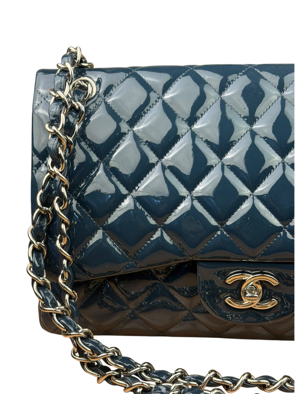 Chanel Dark Turquoise Patent Large Double Flap Bag 2010