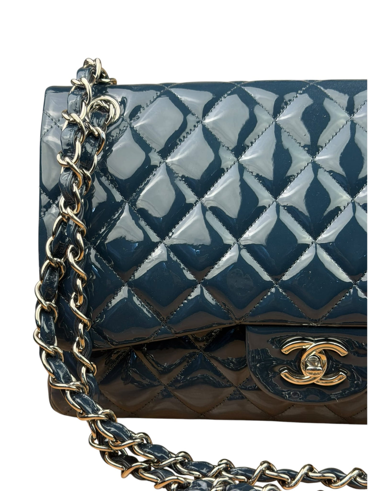 Chanel Dark Turquoise Patent Large Double Flap Bag 2010