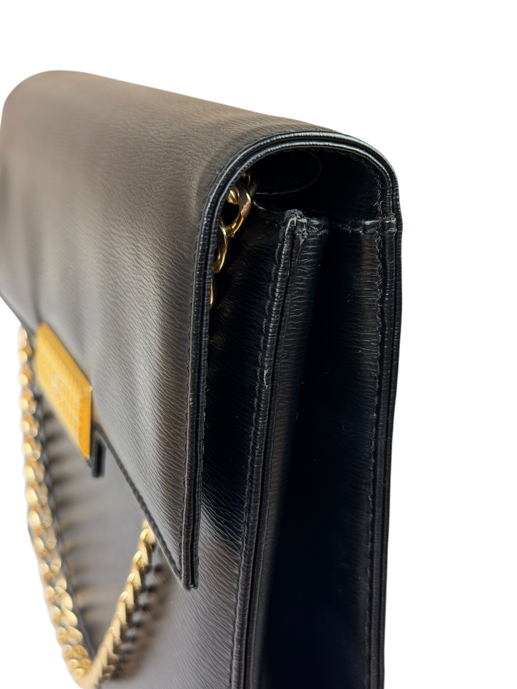 Christian Dior Black Leather Flap Bag Replacement Chain