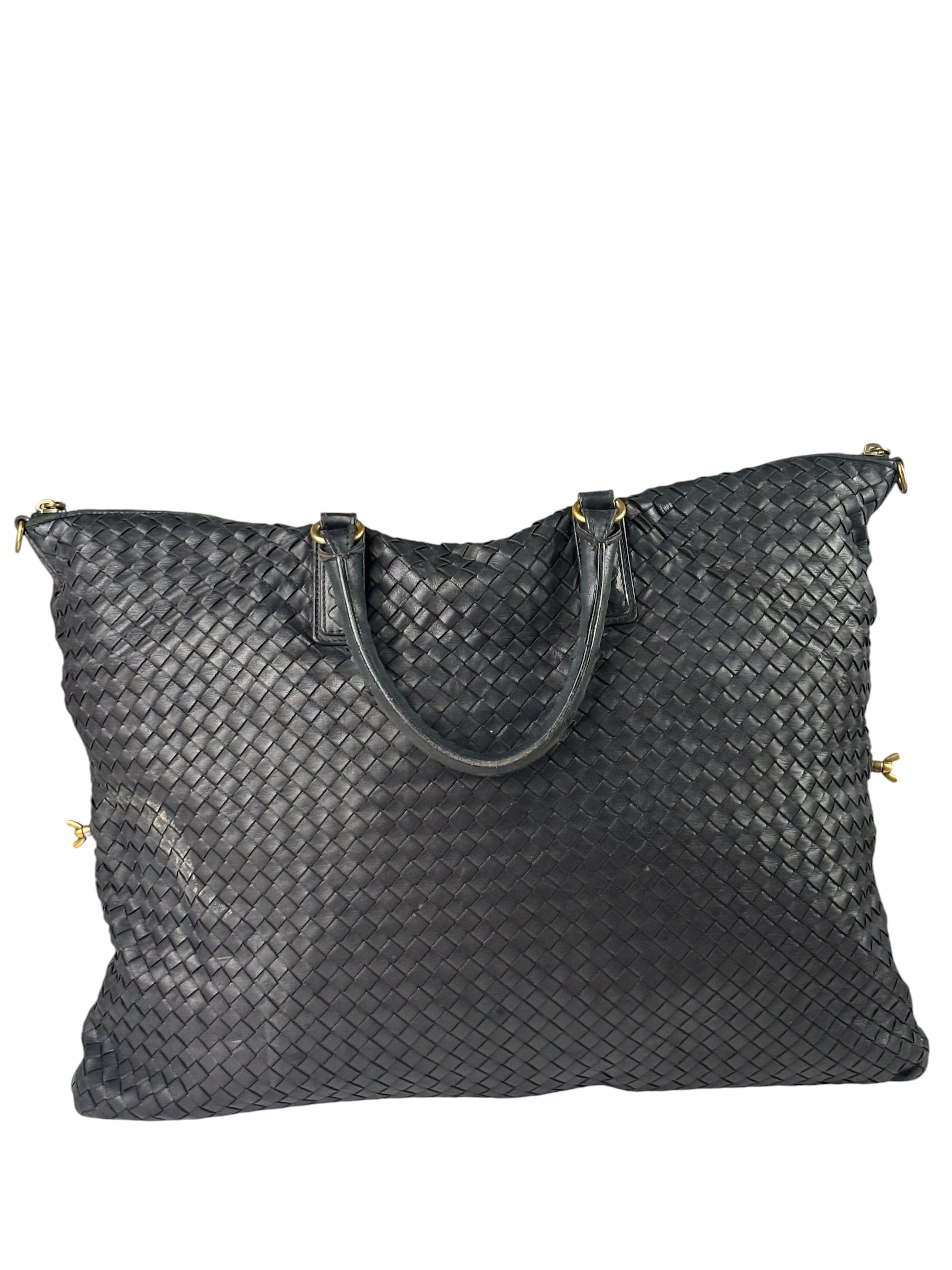 Bottega Veneta Black Intrecciato Large Handbag