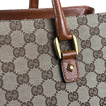 Gucci GG Brown Leather Trim Canvas Monogram Tote Bag