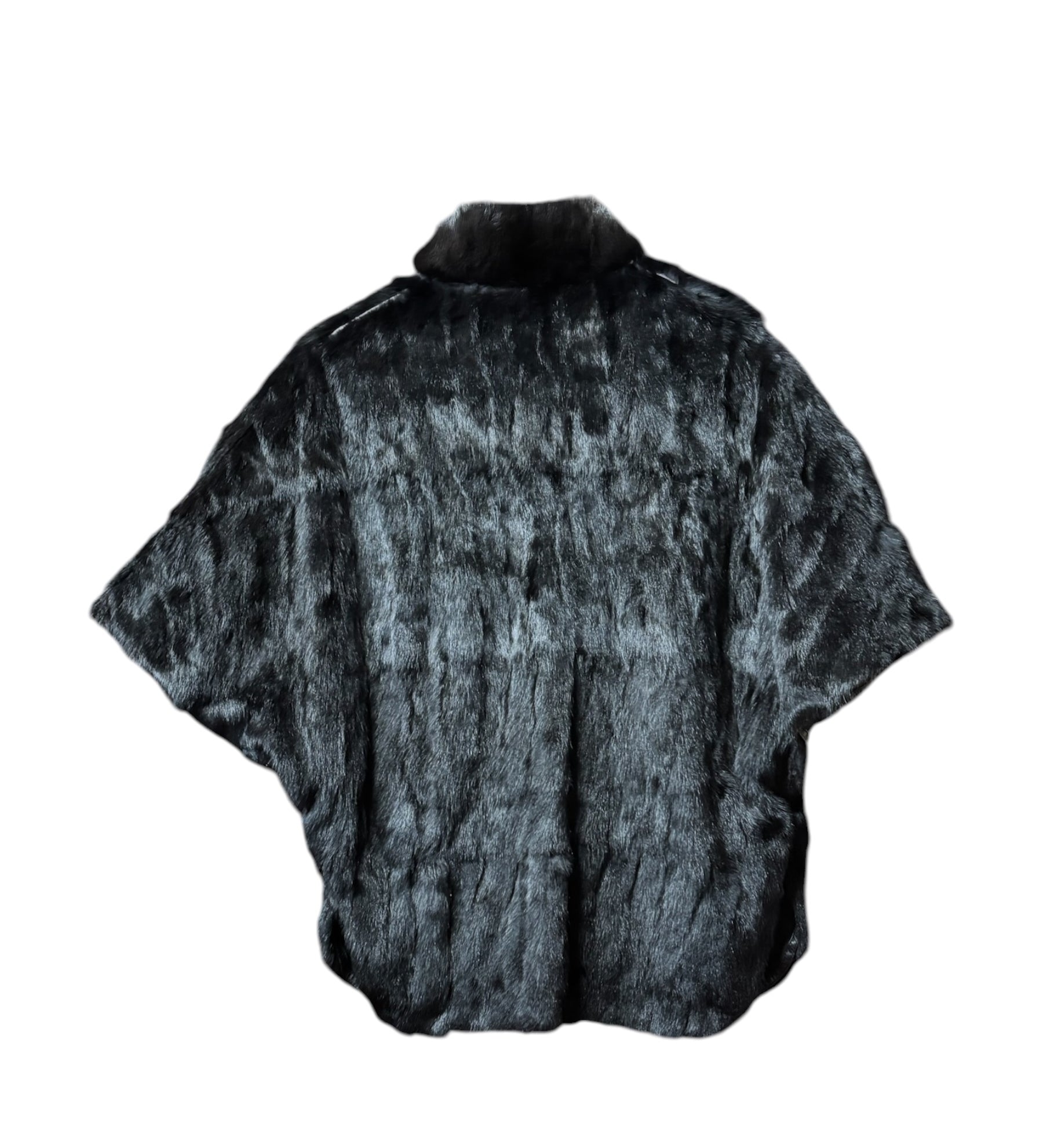 Vintage Black Leather Trim Mink Fur High Corner Coat