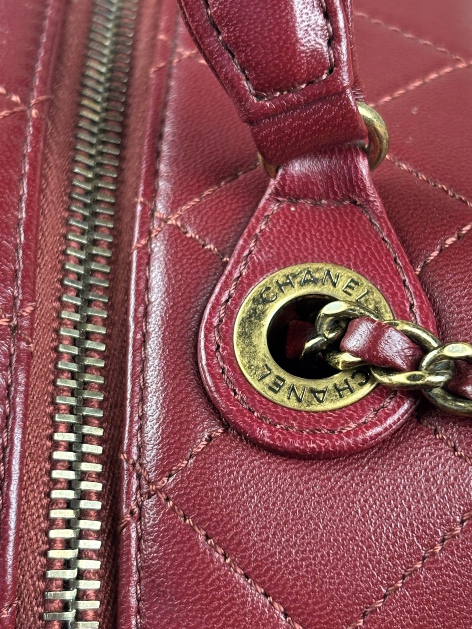 Chanel Burgundy Python Quilted Leather Vanity Two-Way Bag 2017