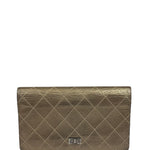 Chanel Metallic Bronze Quilted Leather Bi-Fold Long Wallet