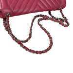 Chanel Pink Chevron Quilted Leather Medium Flap Bag 2018