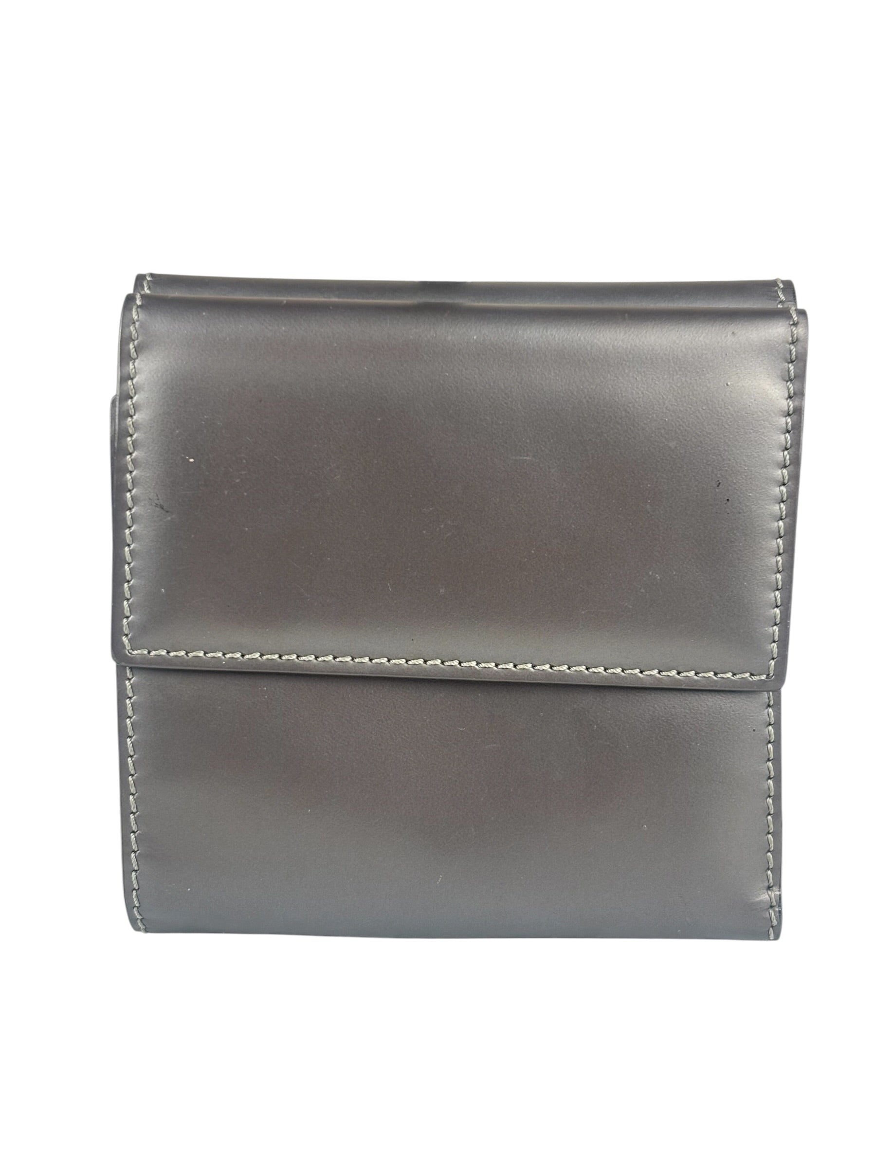 Christian Dior Vintage Patent Leather Gray Bi-Fold Wallet