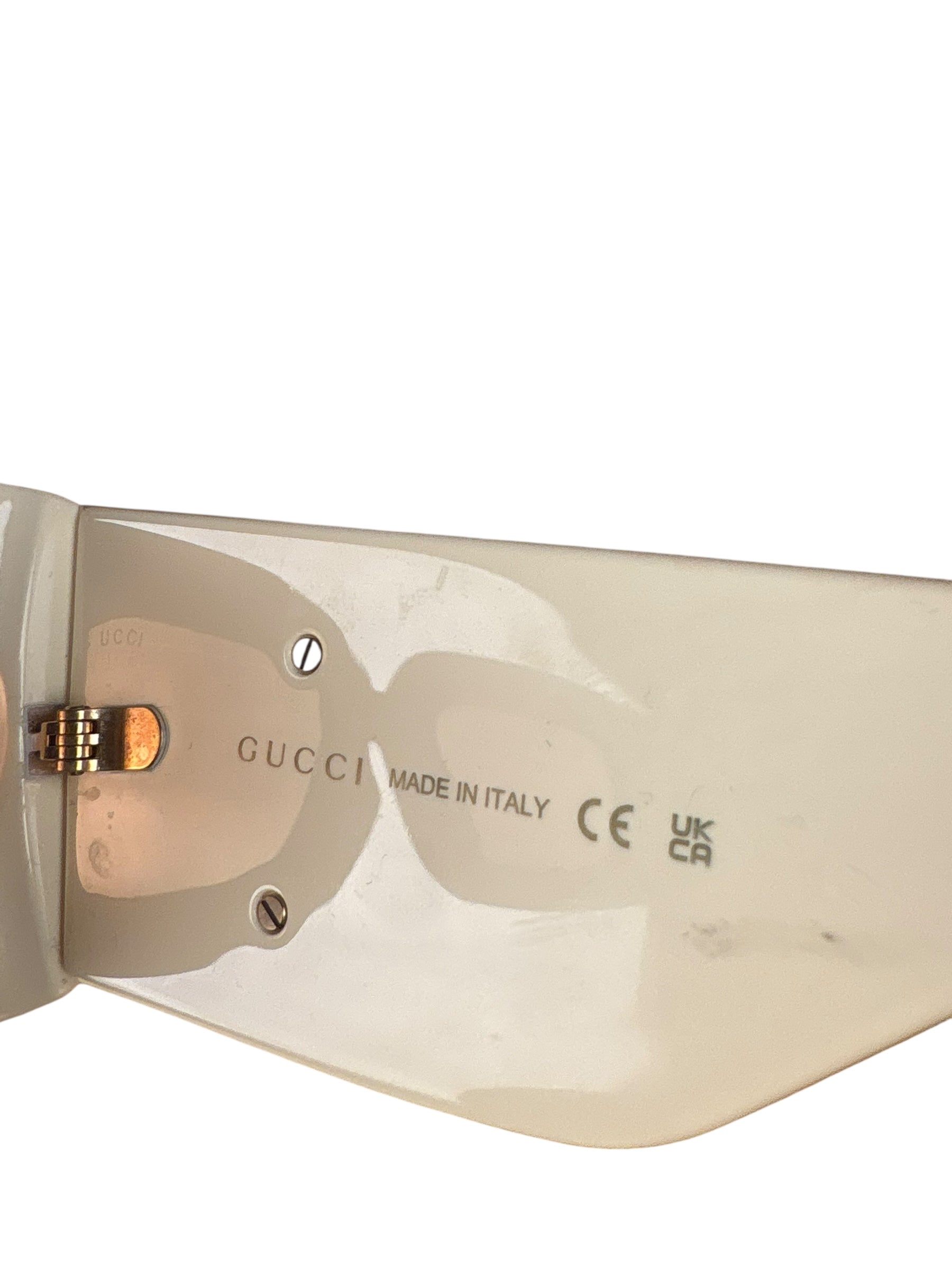 Gucci Large Frame Gold Logo Sunglasses