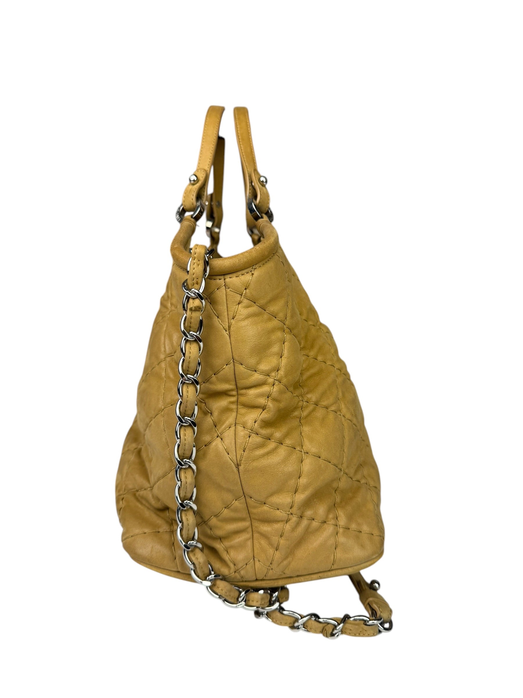 Chanel Beige Iridescent Quilted Leather 2Way Sea Hit Tote 2012