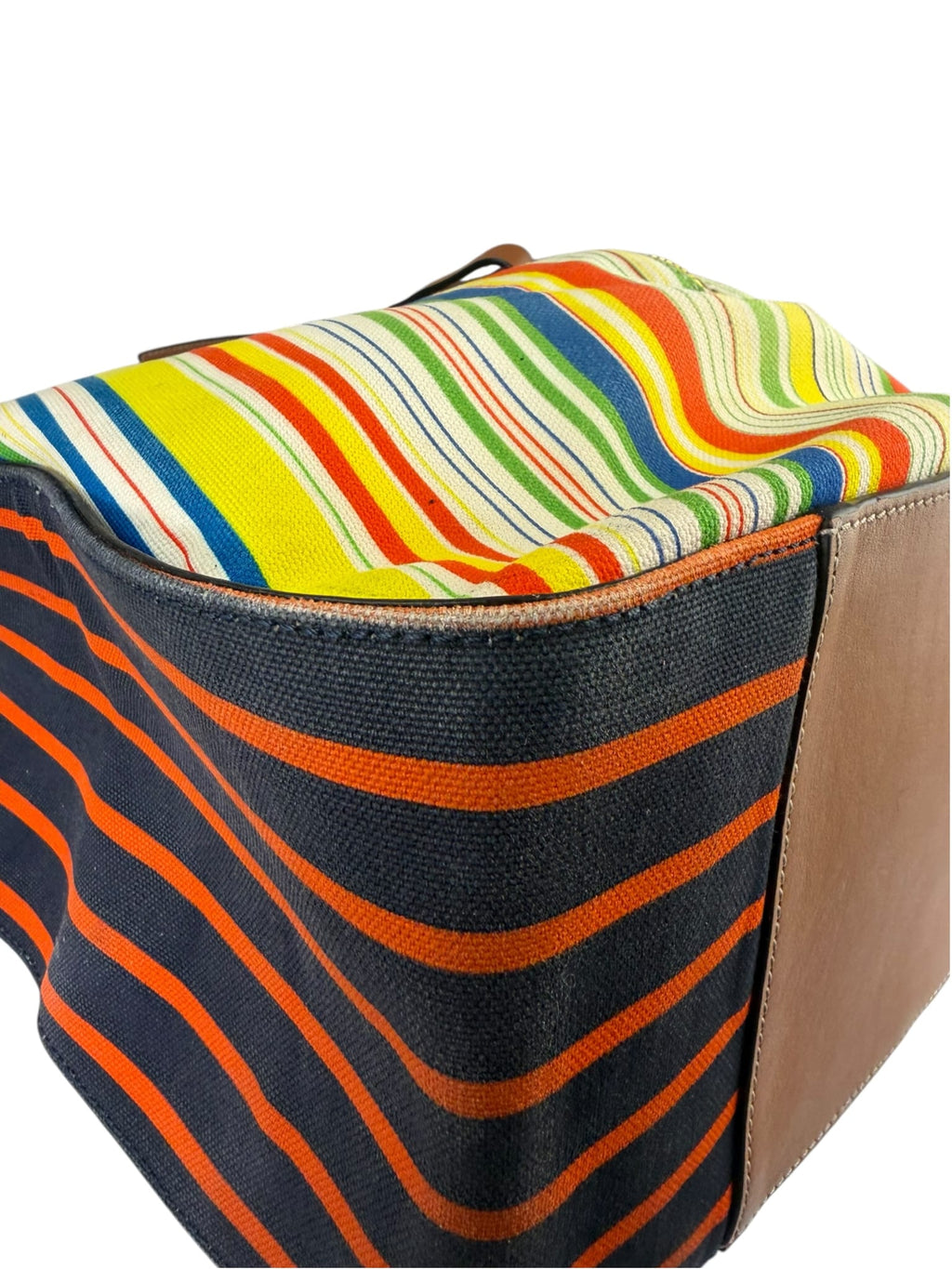 Loewe Colorblock Leather Trim Stripes Small Hammock Crossbody Bag