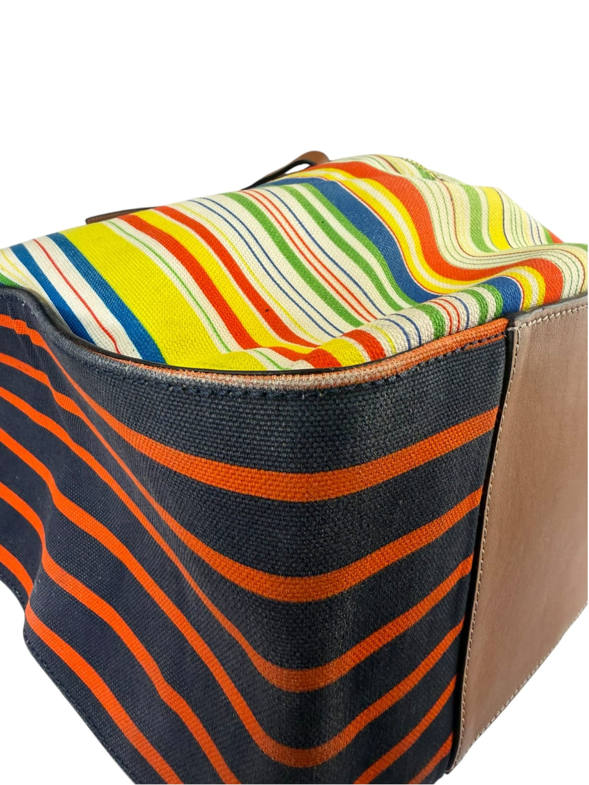 Loewe Colorblock Leather Trim Stripes Small Hammock Crossbody Bag