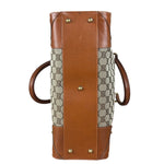 Gucci GG Brown Leather Trim Canvas Monogram Tote Bag