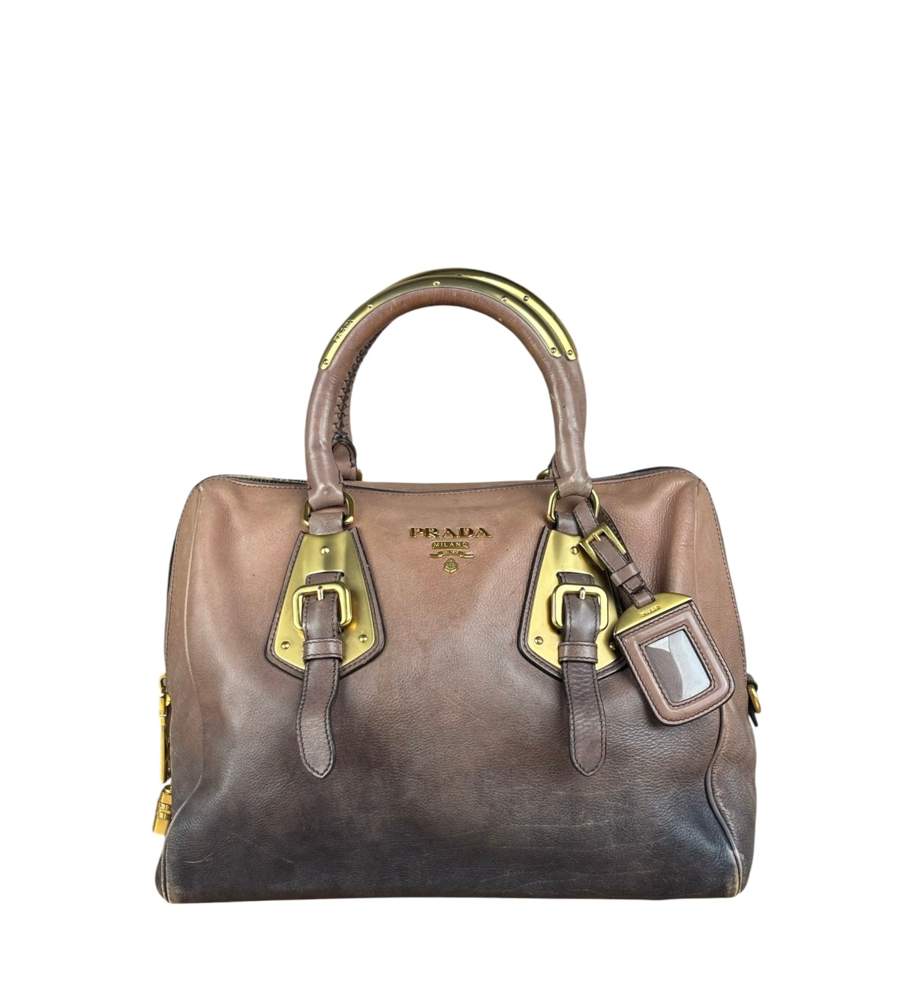 Prada Bicolor Cervo Ombre Leather Top Handle Bag