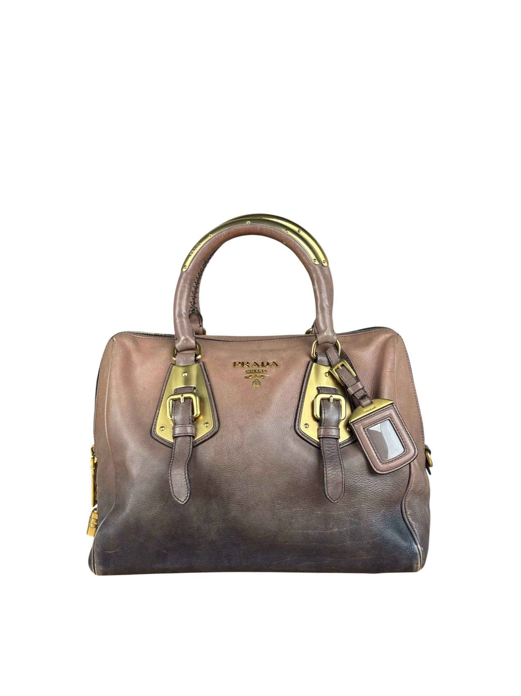 Prada Bicolor Cervo Ombre Leather Top Handle Bag
