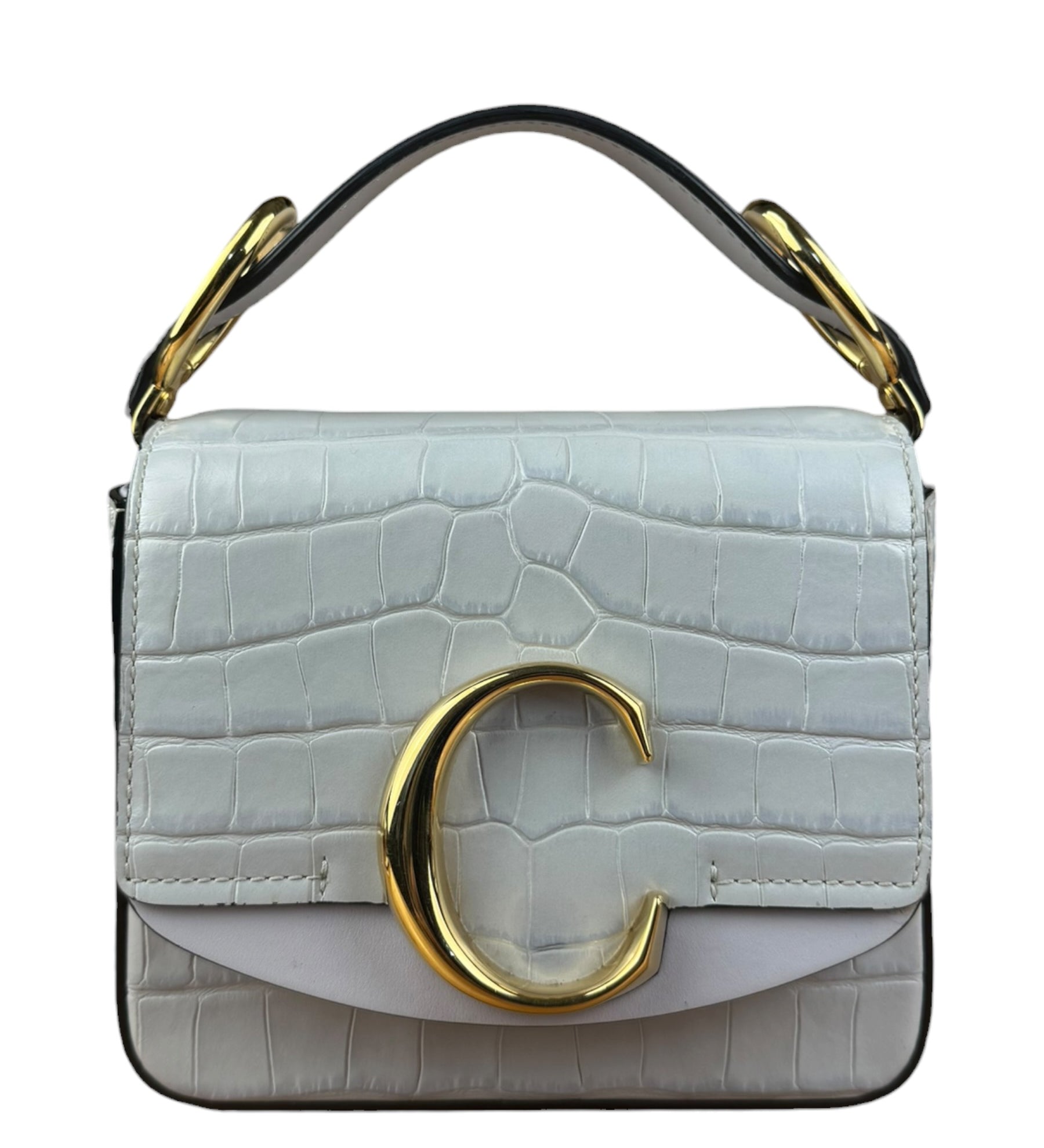 Chloé Mini Grey Croc Embossed C 2Way Bag