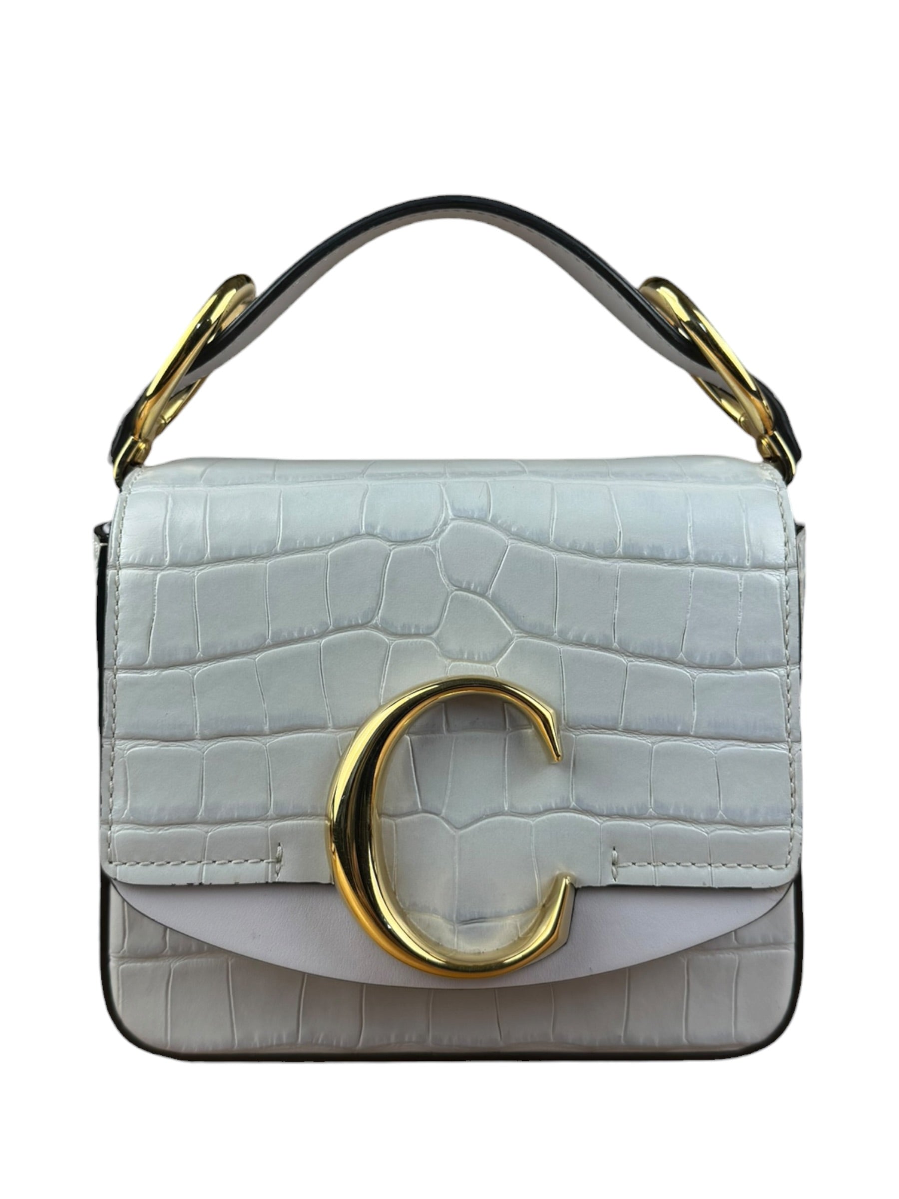 Chloé Mini Grey Croc Embossed C 2Way Bag
