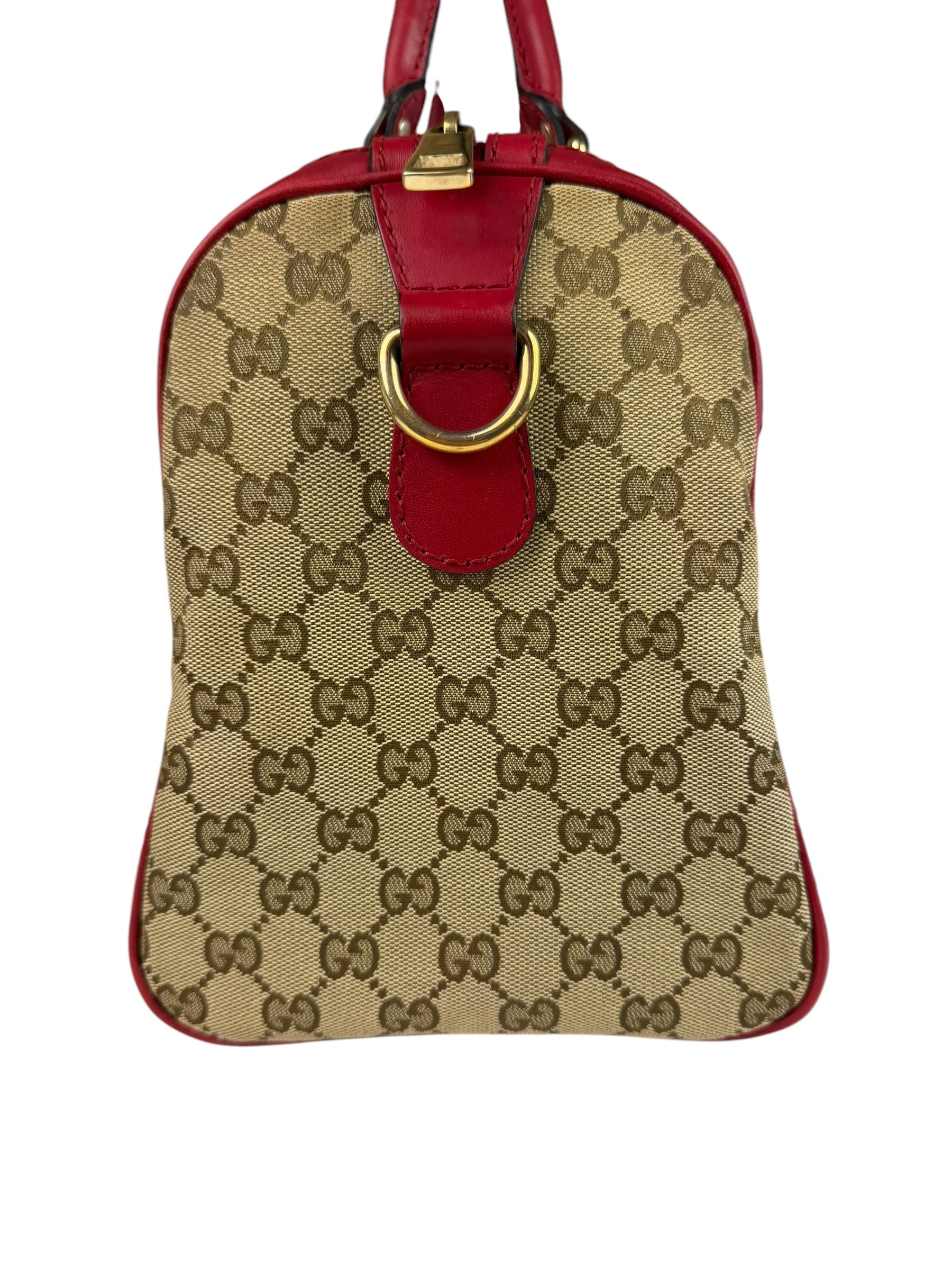 Gucci Beige/Red Leather GG Joy Boston Two-Way Bag
